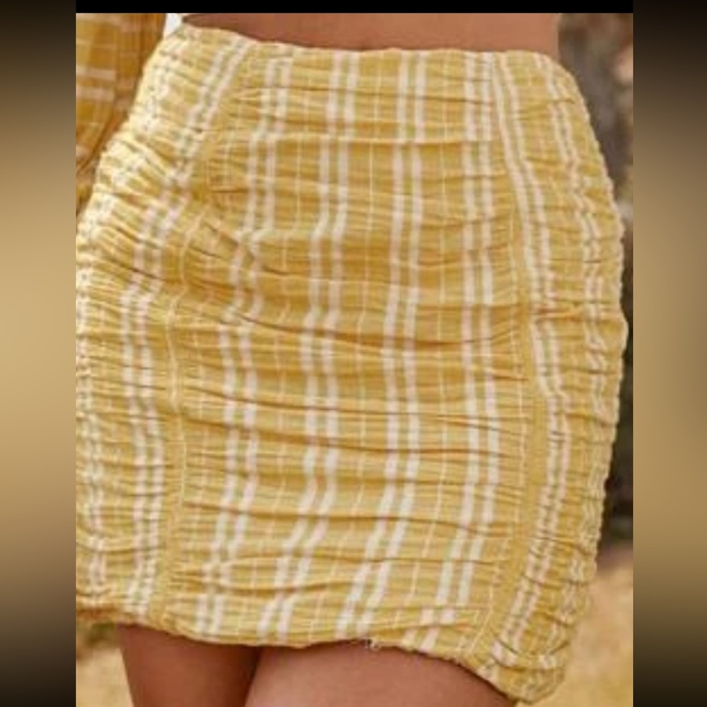 SHEIN Ruched detail striped mini skirt